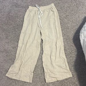 Beige wide leg beachy pants